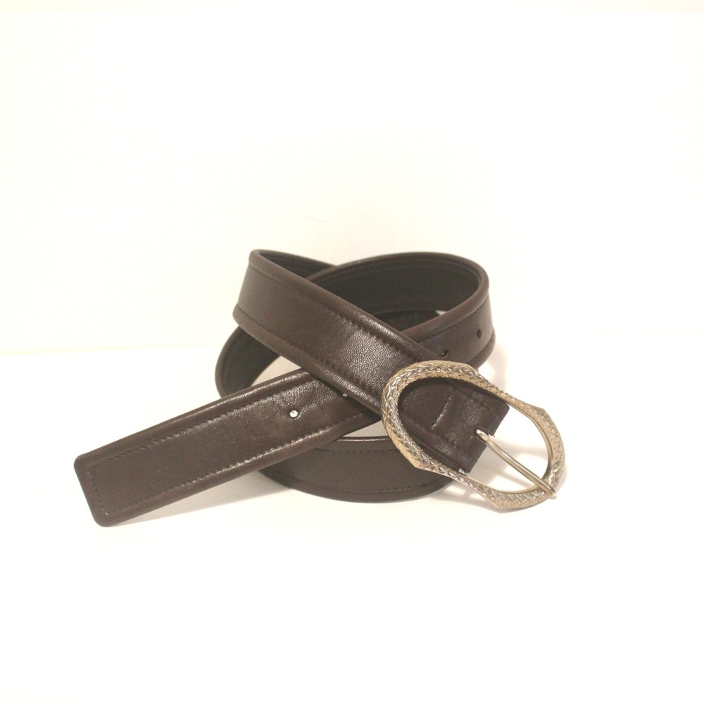 BOTTEGA VENETA Butter Soft Chocolate Brown Leather Belt Platinum Buckle